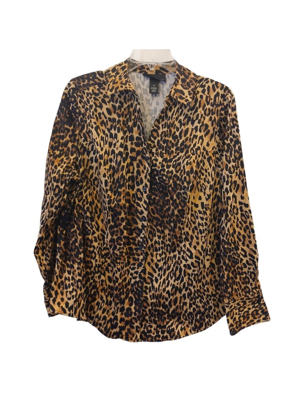 Lane Bryant Womens Leopard Print Button-Up Shirt Size 18 Cotton Spandex O-21